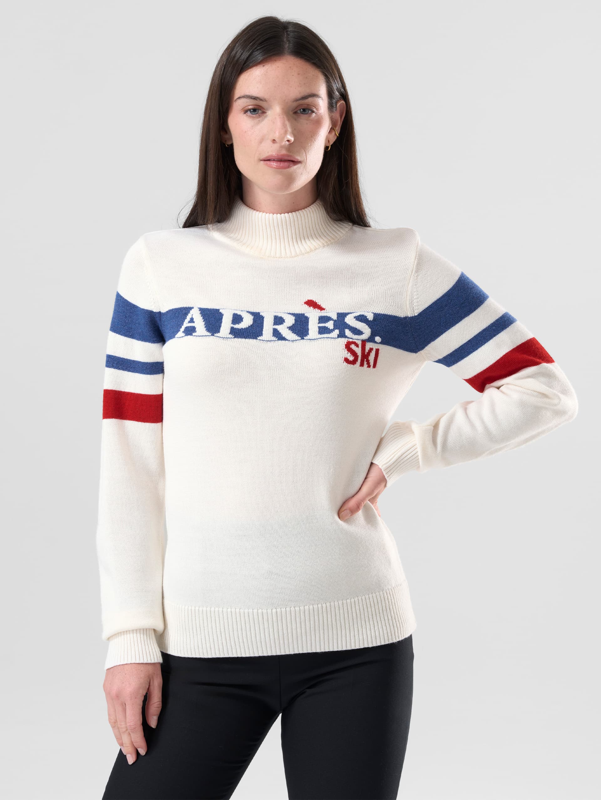 Pull Femme PRIYA3 – Col Montant & Intarsia - PEARL